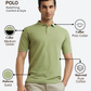 Raymond Men Green Modern Fit Solid Polo Neck Collar T-Shirt