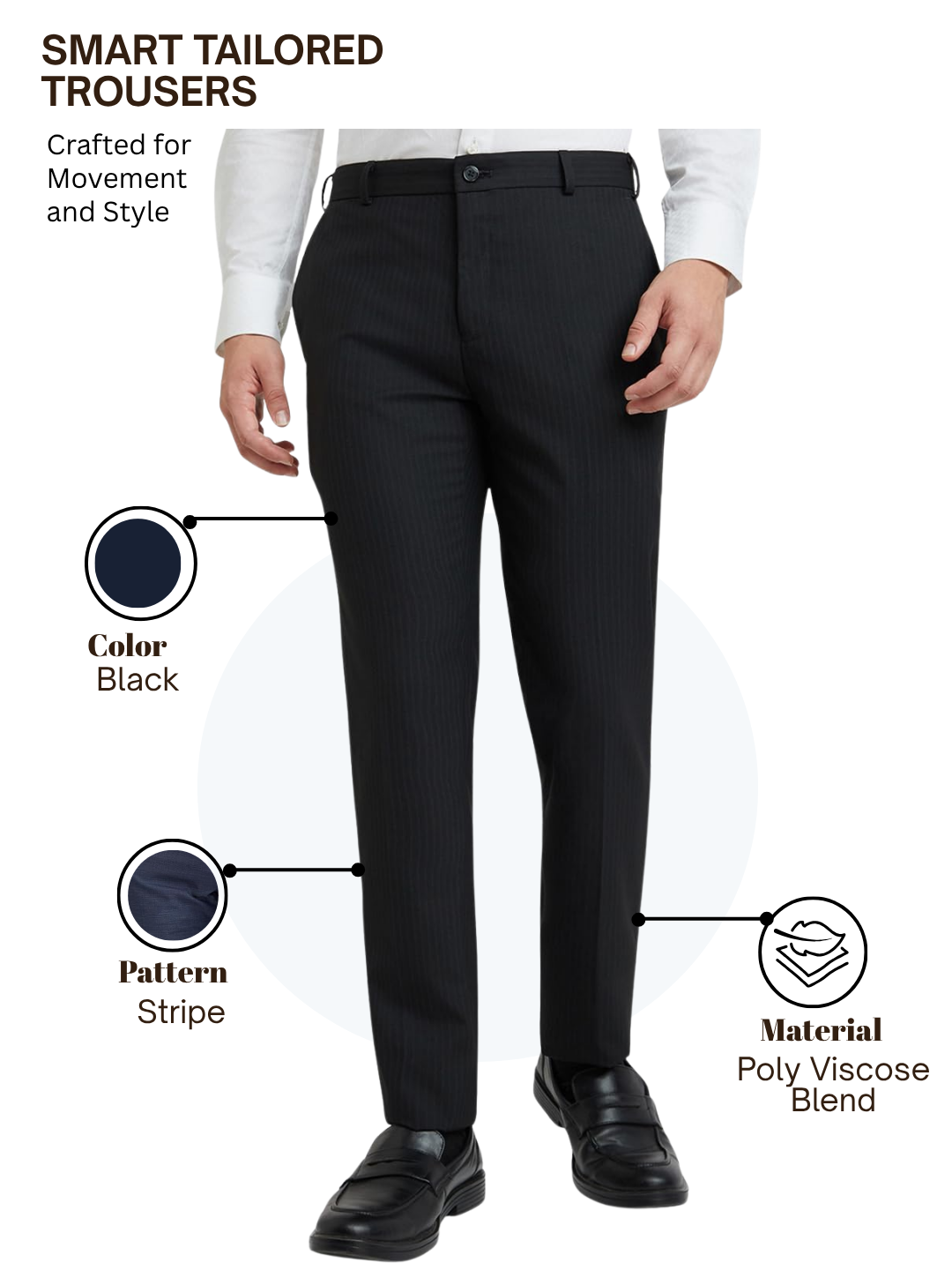 Raymond Men Black Slim Fit Stripe Trouser