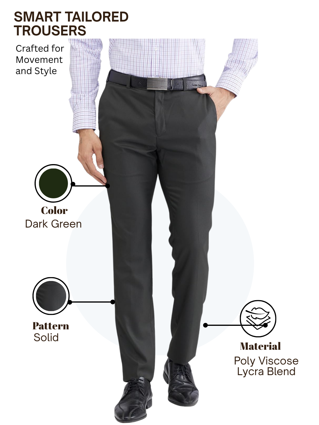 Raymond Men Green Slim Fit Solid Trouser