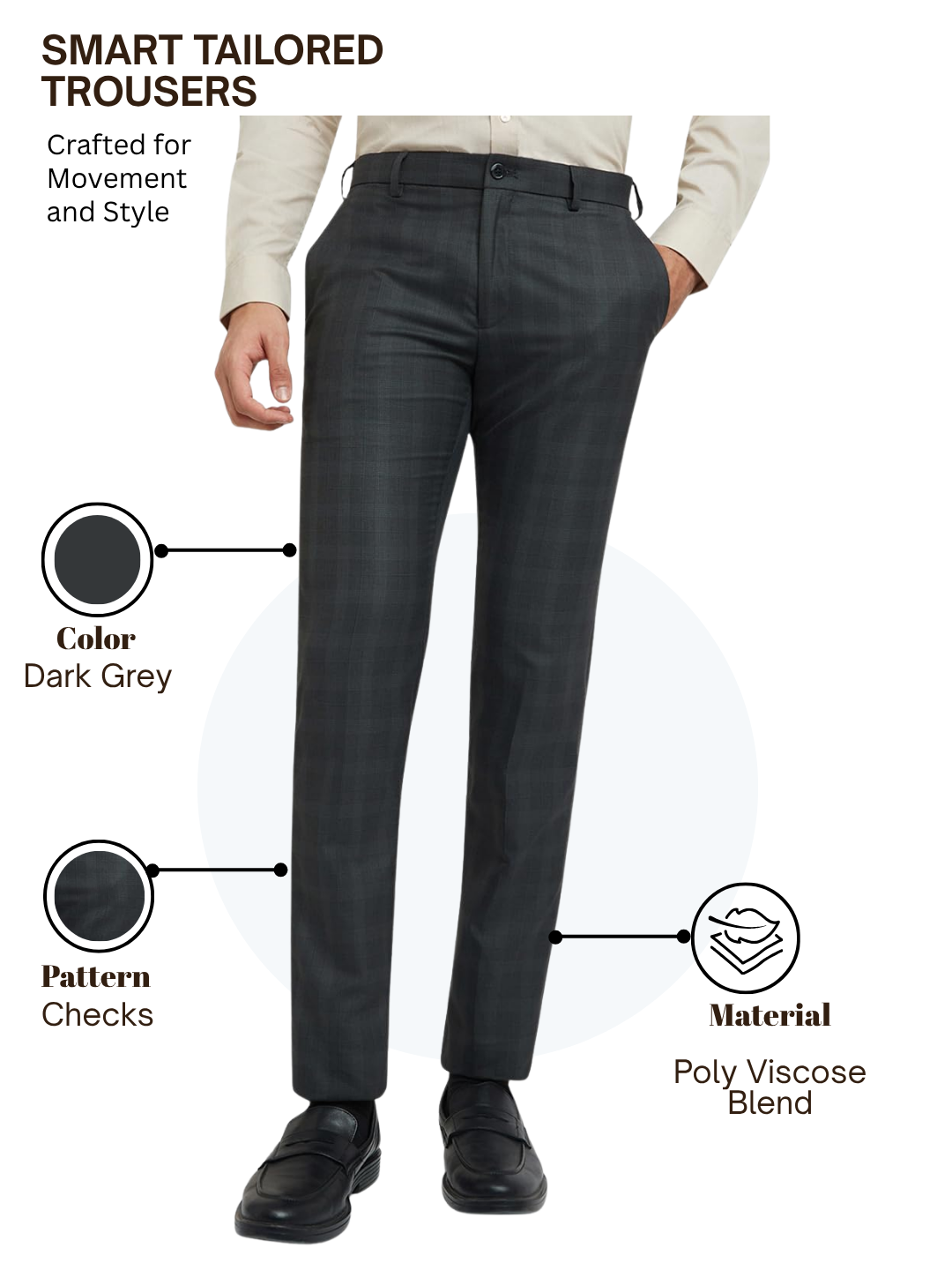 Raymond Men Grey Slim Fit Checks Trouser