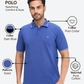 Raymond Men Blue Modern Fit Solid Polo Neck Collar T-Shirt