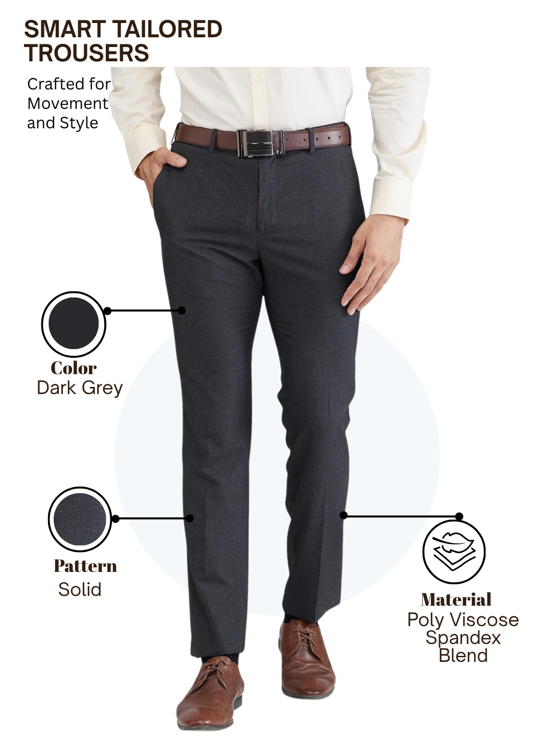 Raymond Men Grey Slim Fit Solid Trouser
