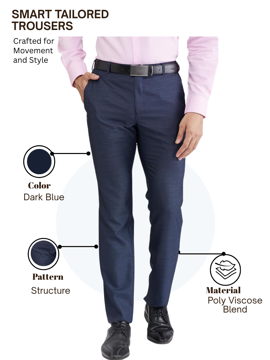 Raymond Men Blue Slim Fit Structure Trouser