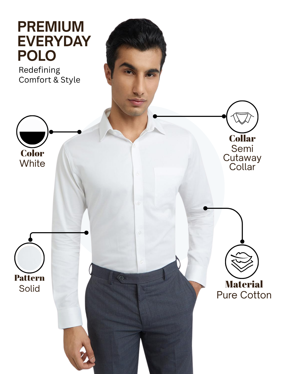 Raymond Men White Slim Fit Solid Formal Shirt
