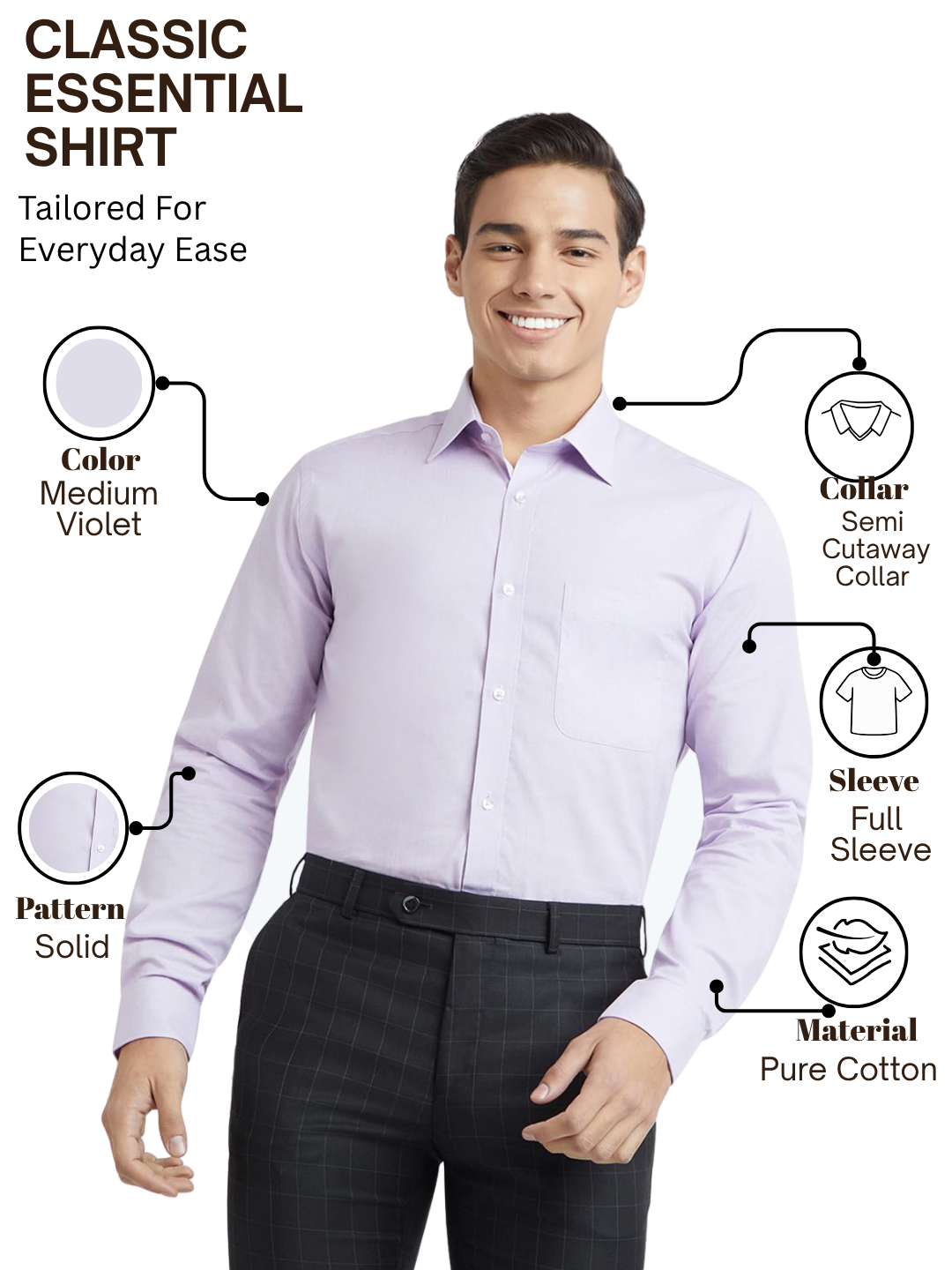 Raymond Men Purple Slim Fit Solid Formal Shirt