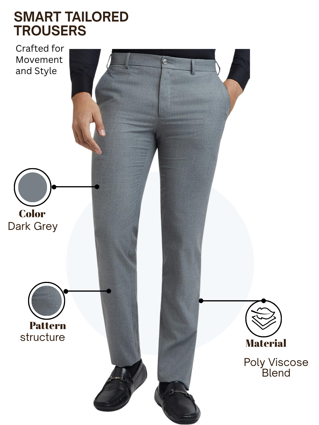Raymond Men Grey Slim Fit Structure Trouser