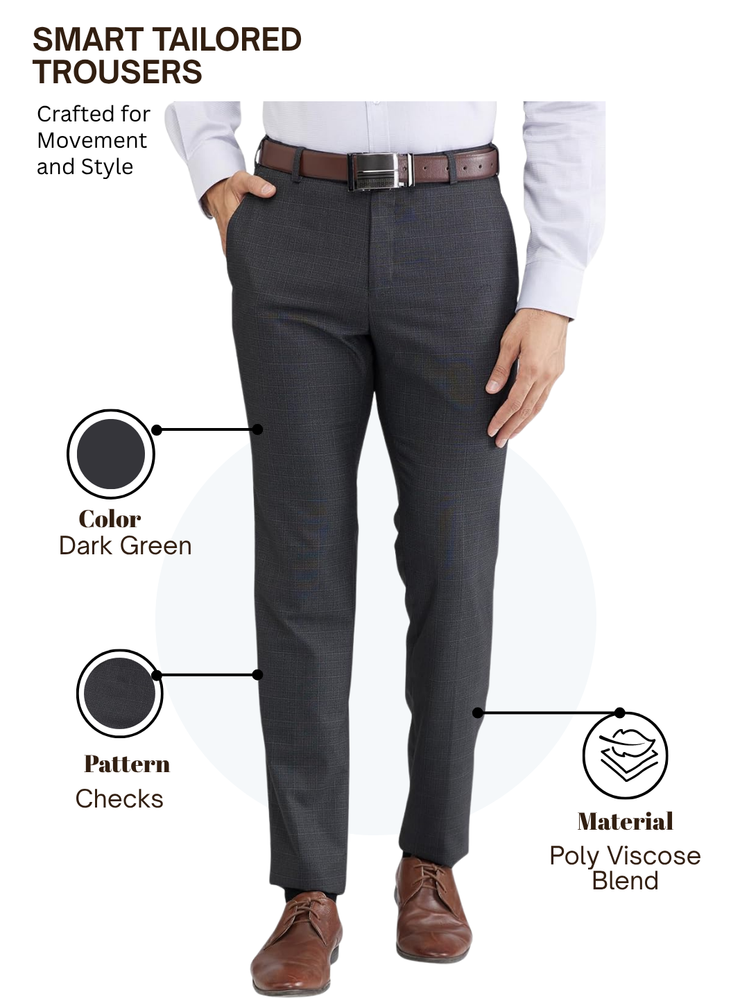 Raymond Men Green Slim Fit Checks Trouser