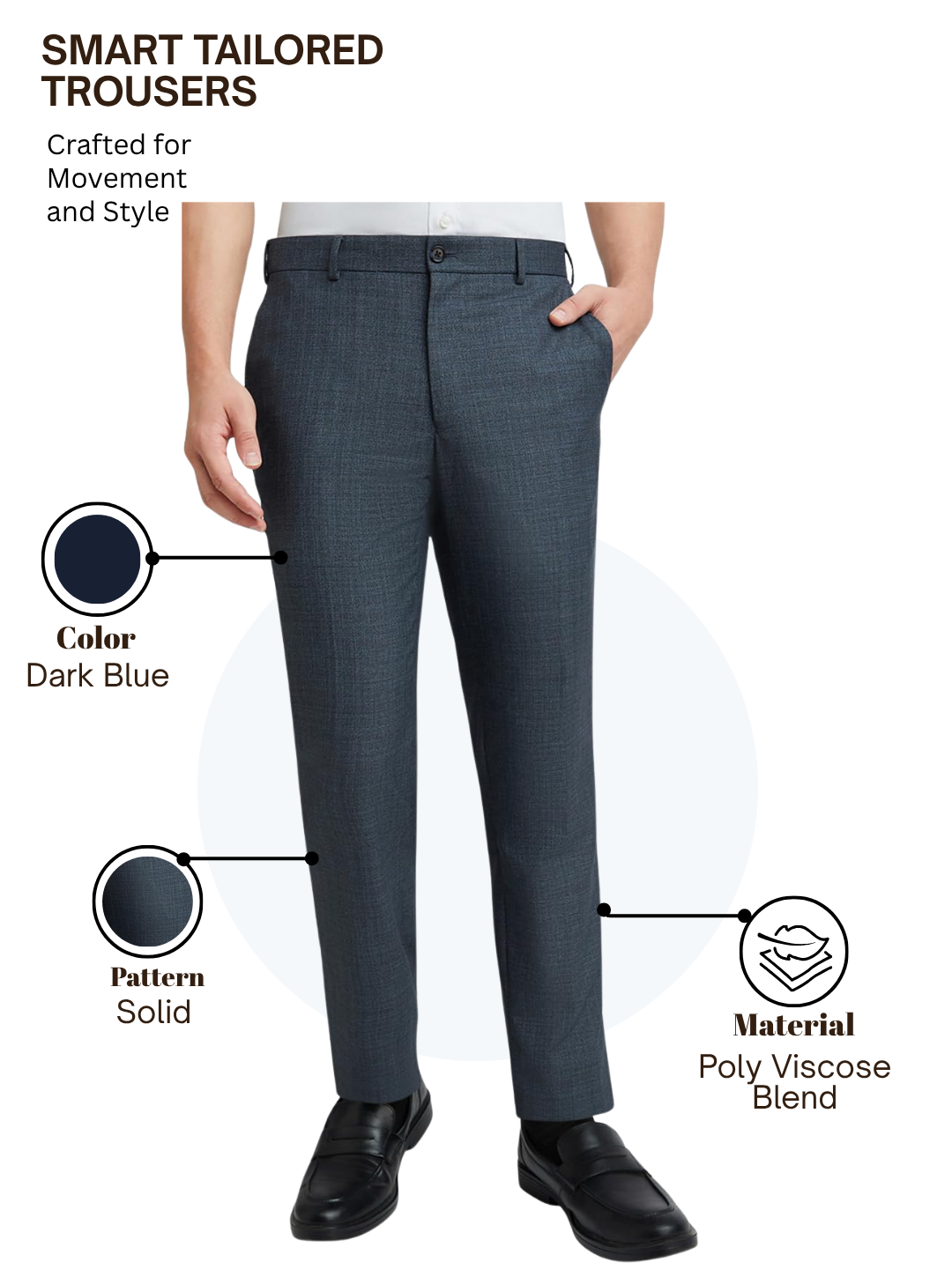 Raymond Men Blue Slim Fit Solid Trouser