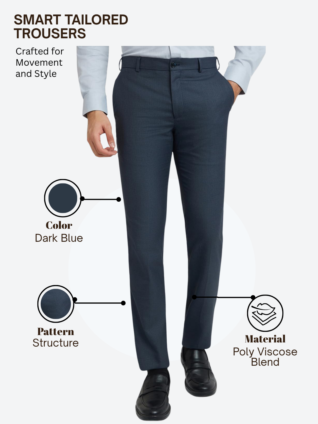 Raymond Men Blue Slim Fit Structure Trouser