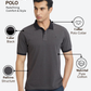 Raymond Men Grey Modern Fit Structure Polo Neck Collar T-Shirt