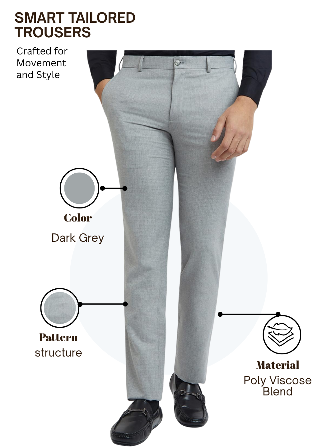 Raymond Men Grey Slim Fit Structure Trouser