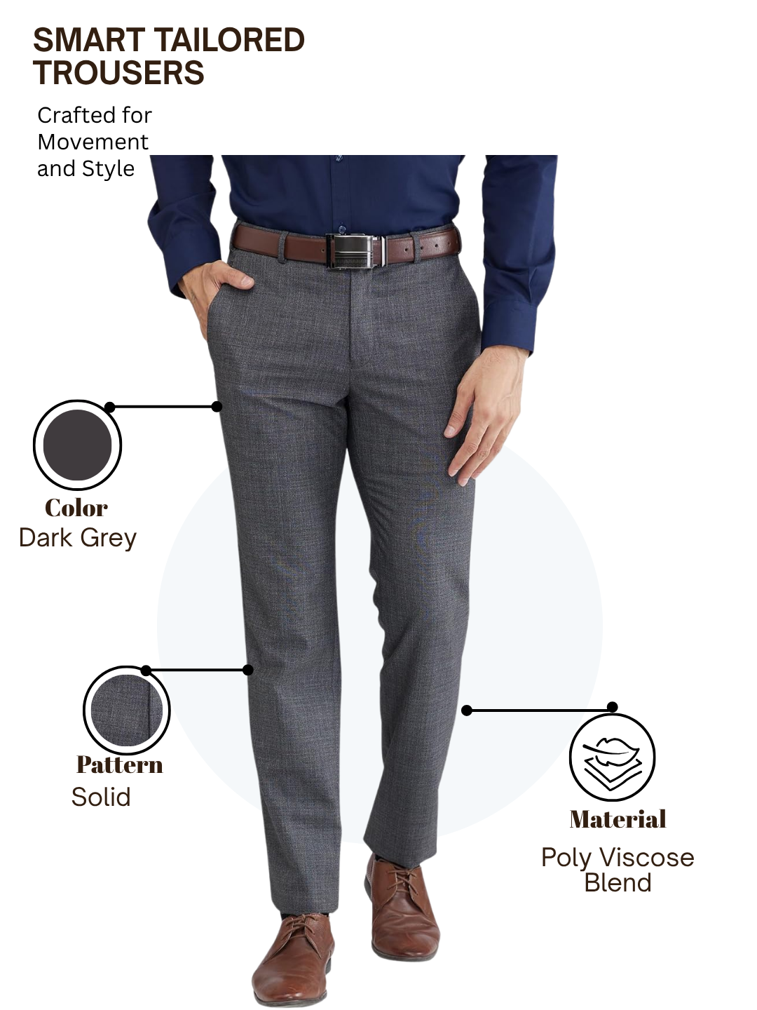 Raymond Men Grey Slim Fit Solid Trouser