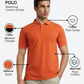Raymond Men Orange Modern Fit Solid Polo Neck Collar T-Shirt