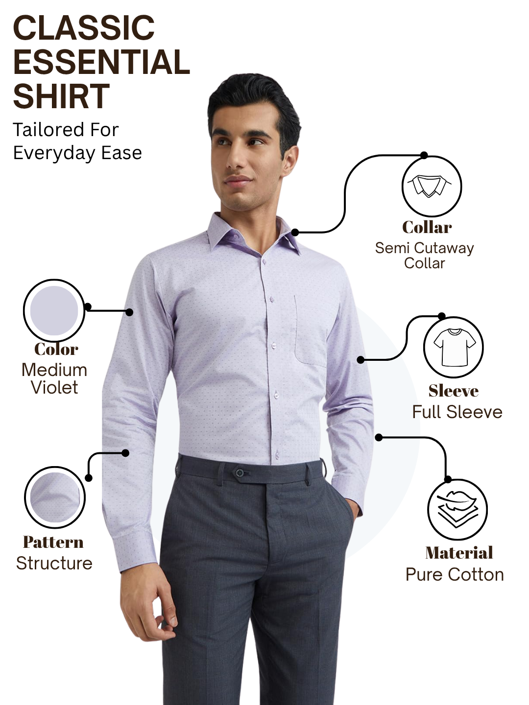 Raymond Men Purple Slim Fit Structure Formal Shirt