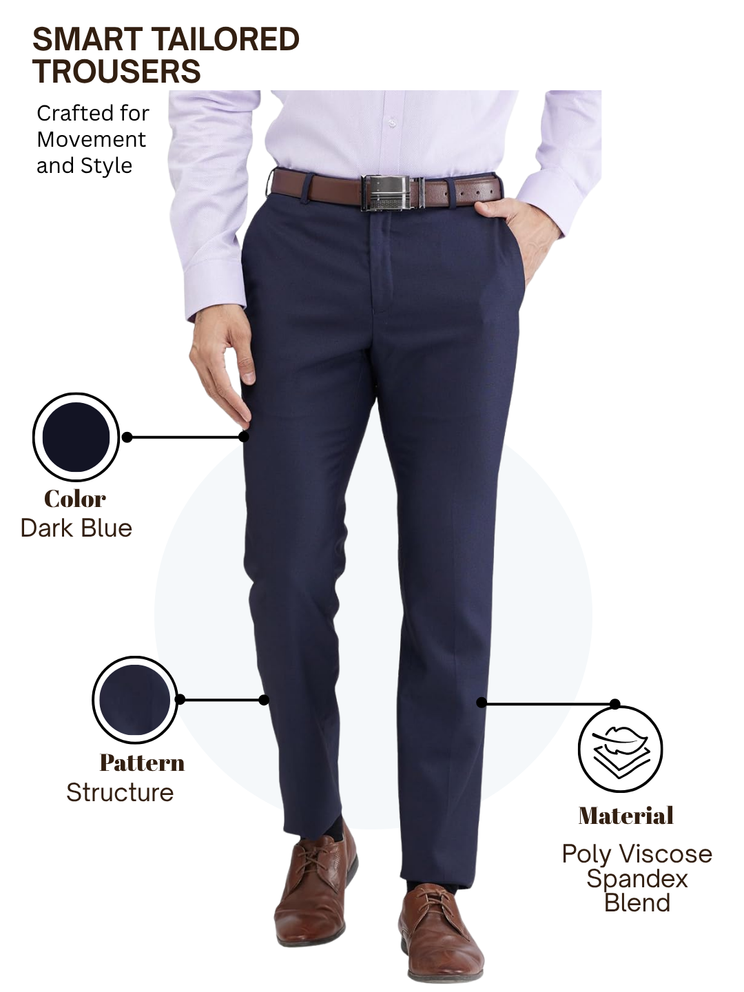 Raymond Men Blue Slim Fit Structure Trouser