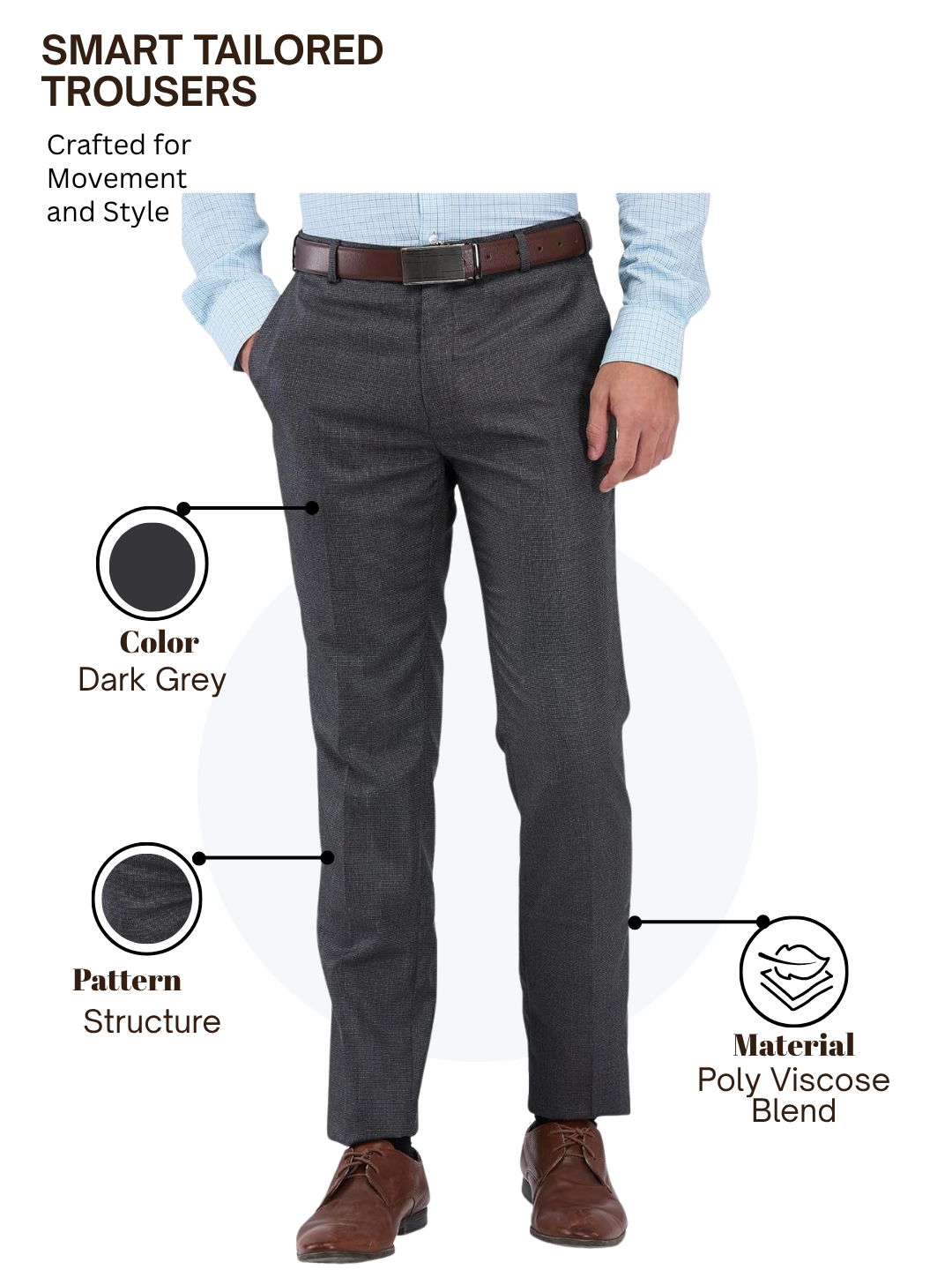 Raymond Men Grey Slim Fit Structure Trouser