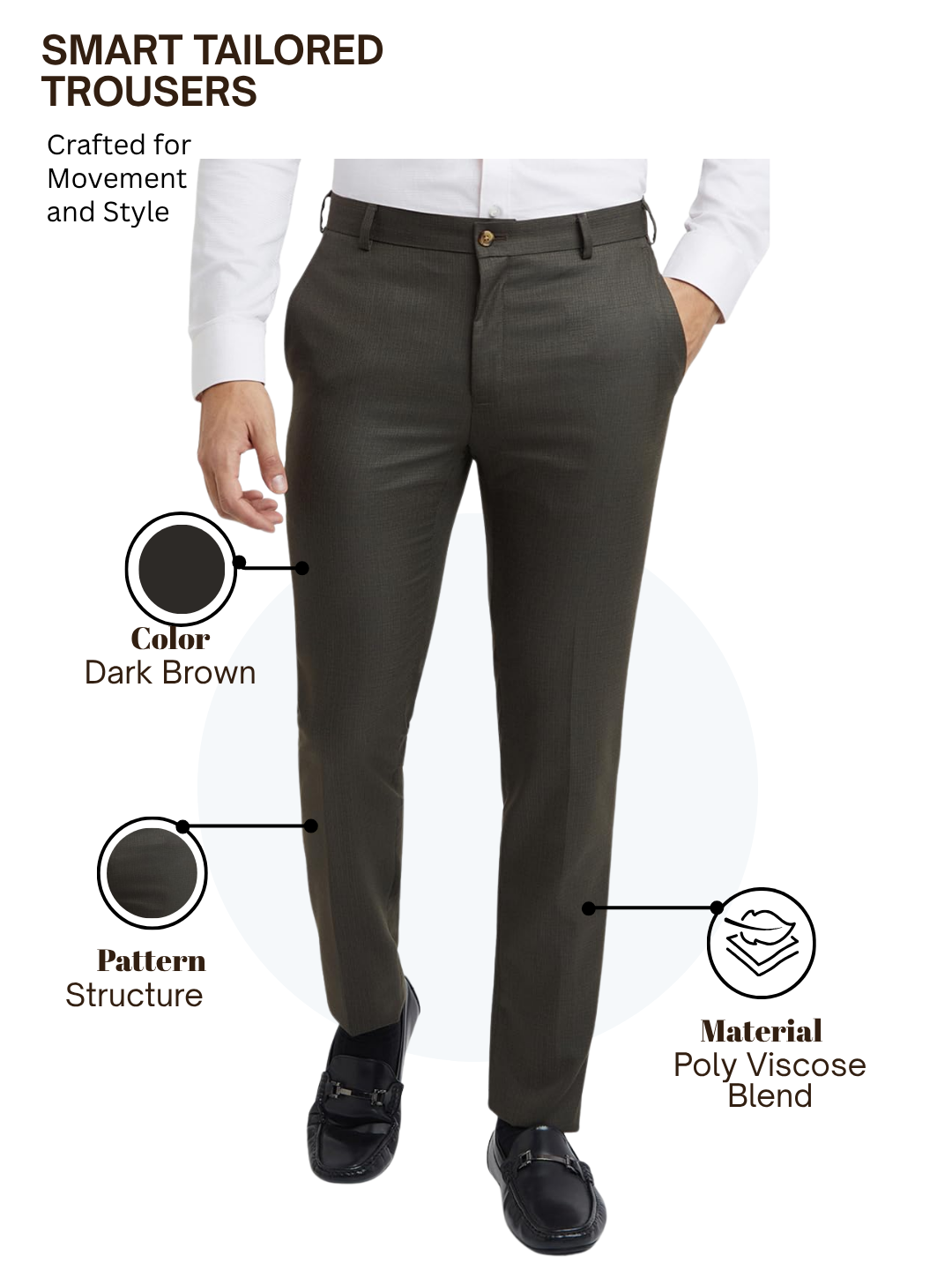 Raymond Men Brown Slim Fit Structure Trouser
