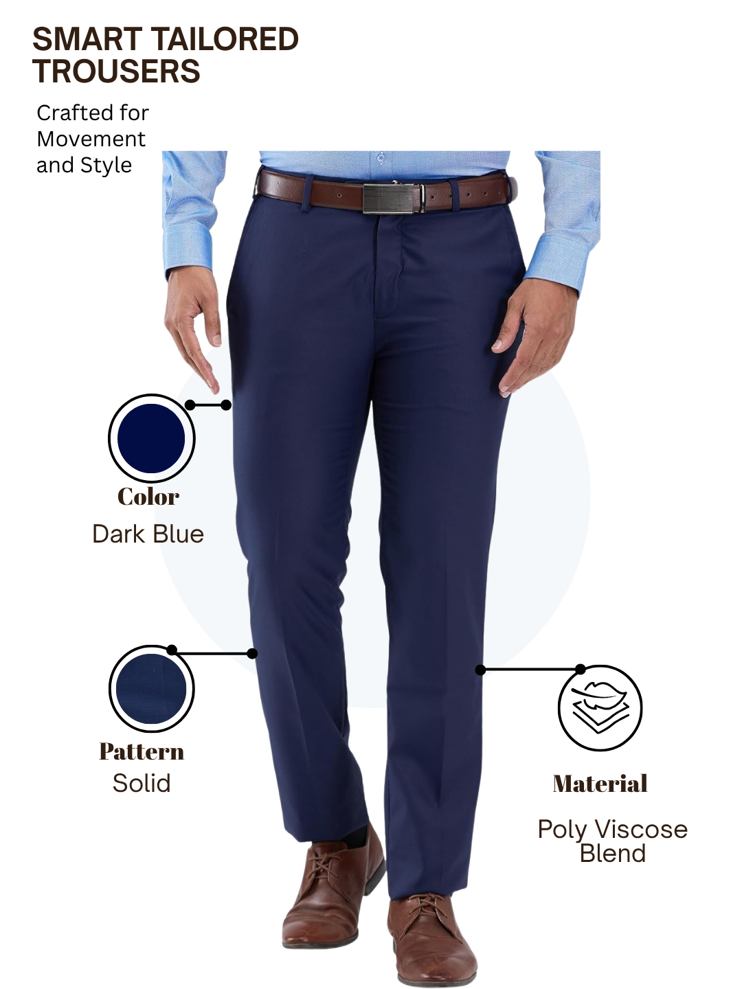 Raymond Men Blue Slim Fit Solid Trouser