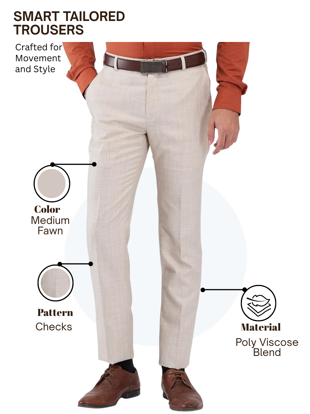 Raymond Men Brown Slim Fit Checks Trouser