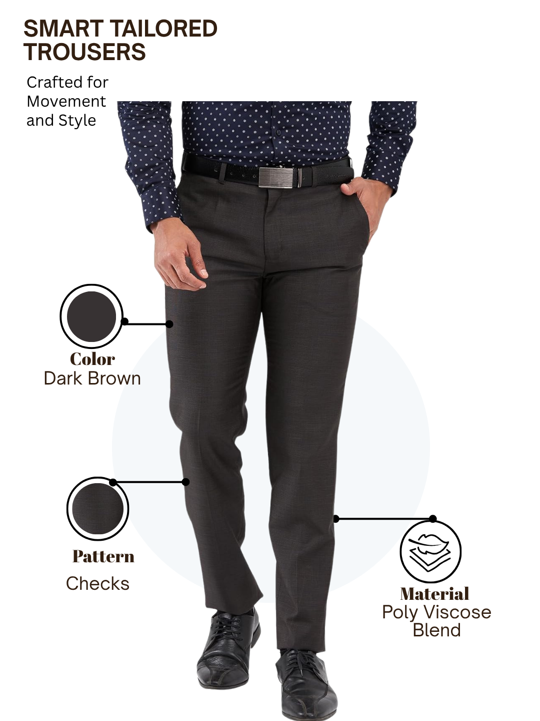 Raymond Men Brown Slim Fit Structure Trouser