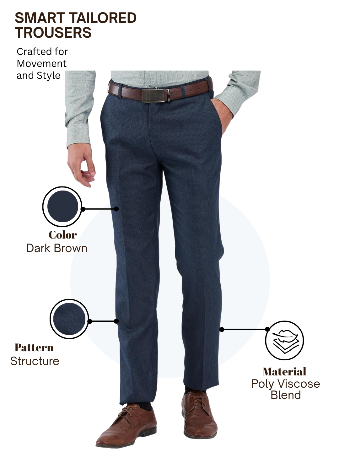 Raymond Men Blue Slim Fit Structure Trouser