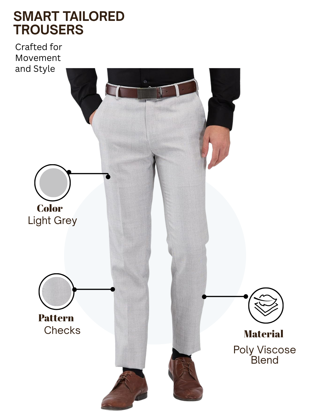 Raymond Men Grey Slim Fit Checks Trouser