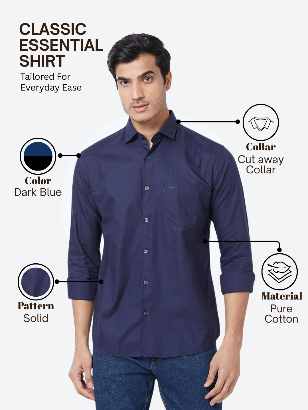 Park Avenue Men Blue Slim Fit Solid Casual Shirt