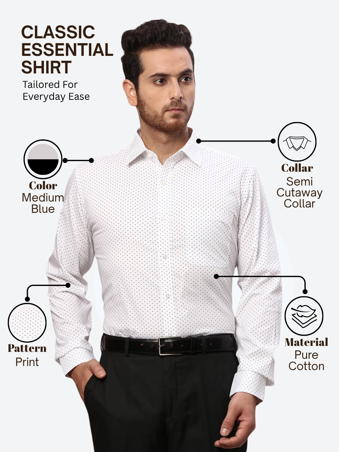 Raymond Men White Slim Fit Printed Formal Shirt