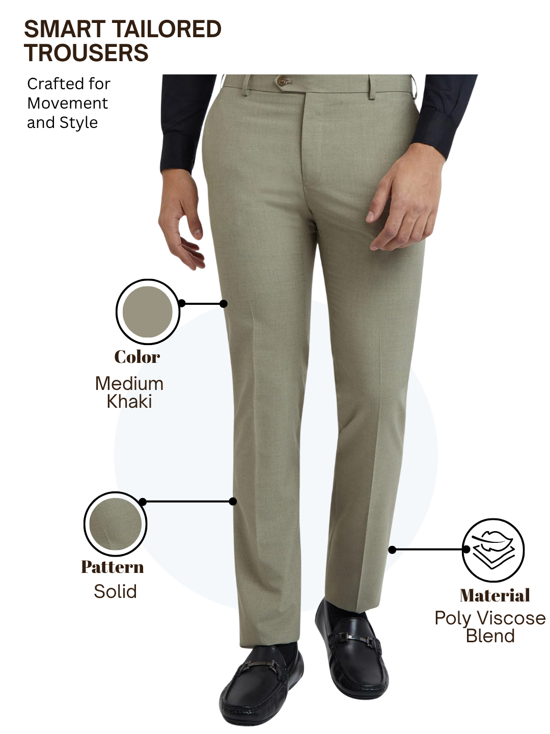 Raymond Men Khaki Slim Fit Solid Trouser