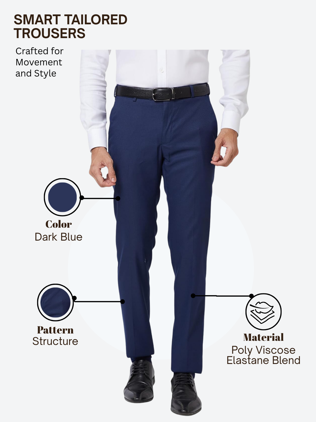 Raymond Men Blue Slim Fit Structure Trouser