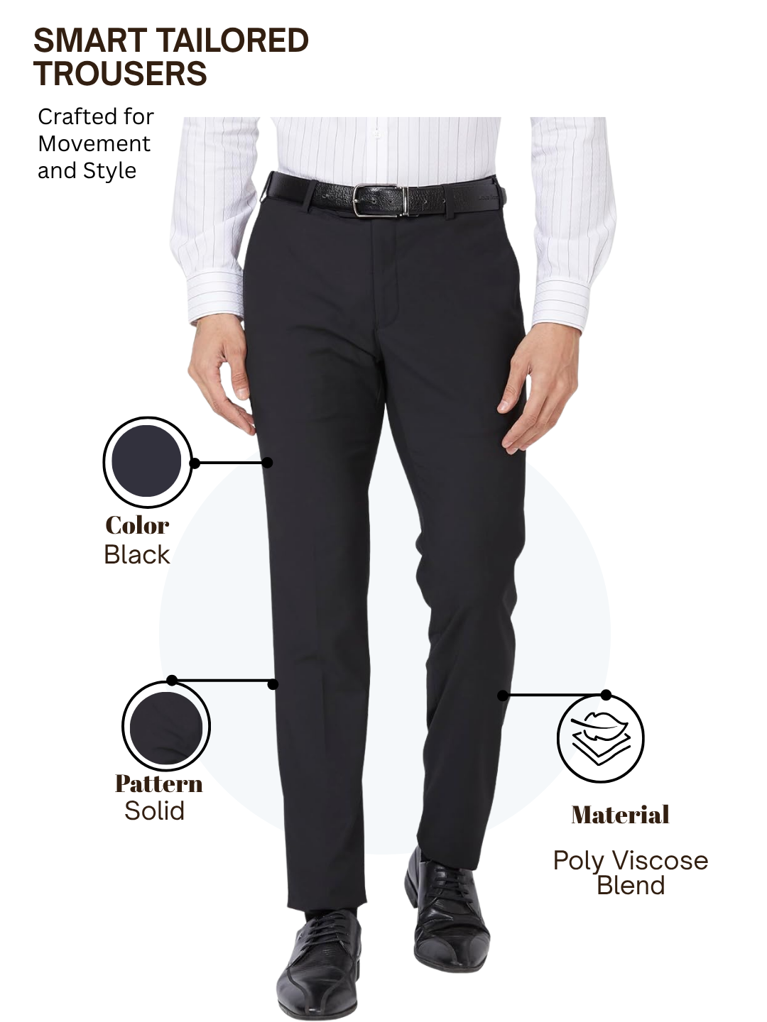 Raymond Men Black Slim Fit Solid Trouser