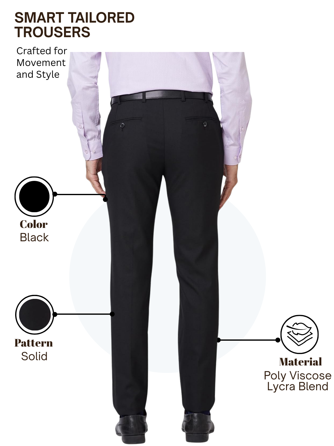 Raymond Men Black Slim Fit Solid Trouser