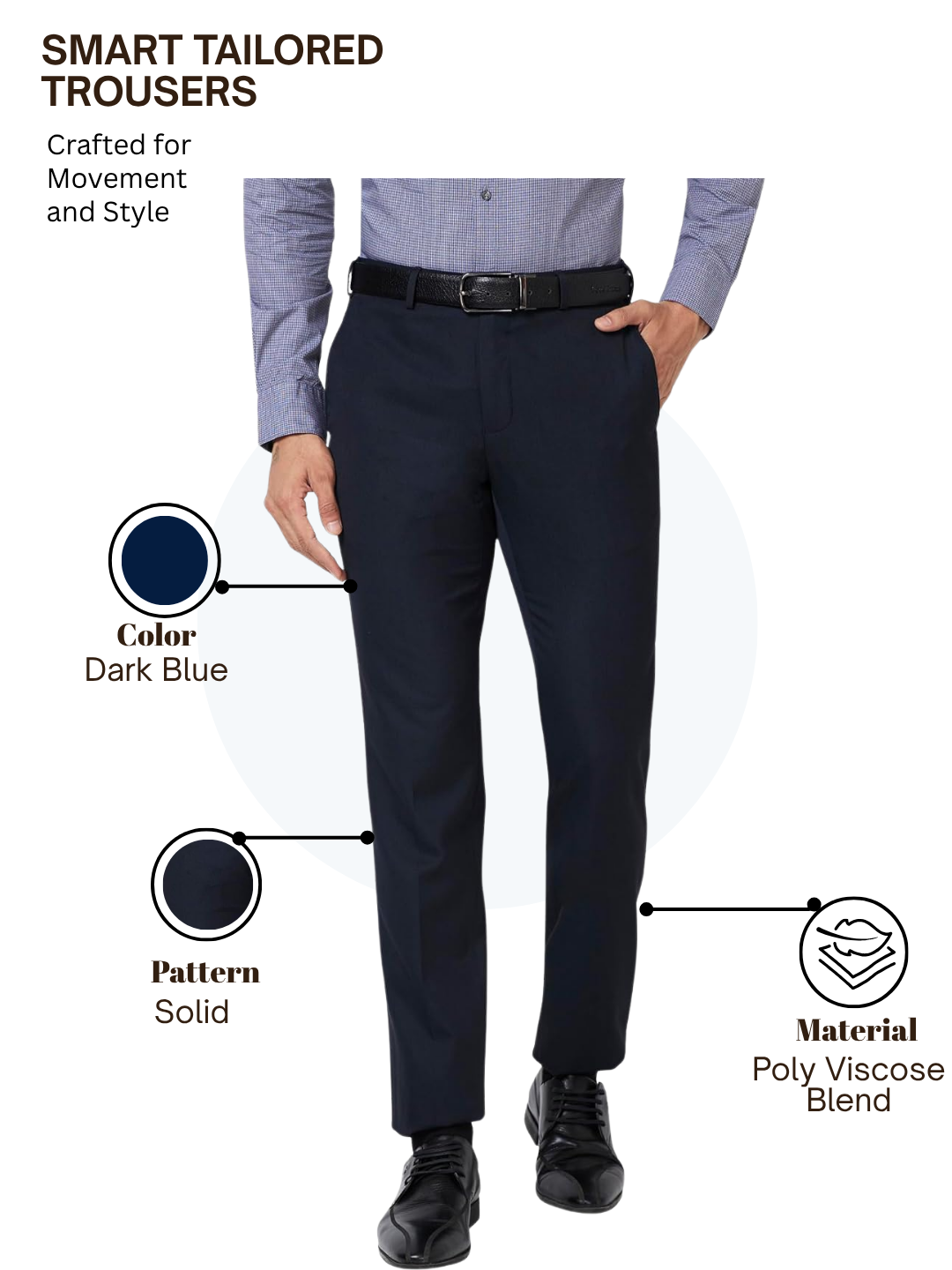Raymond Men Blue Slim Fit Solid Trouser