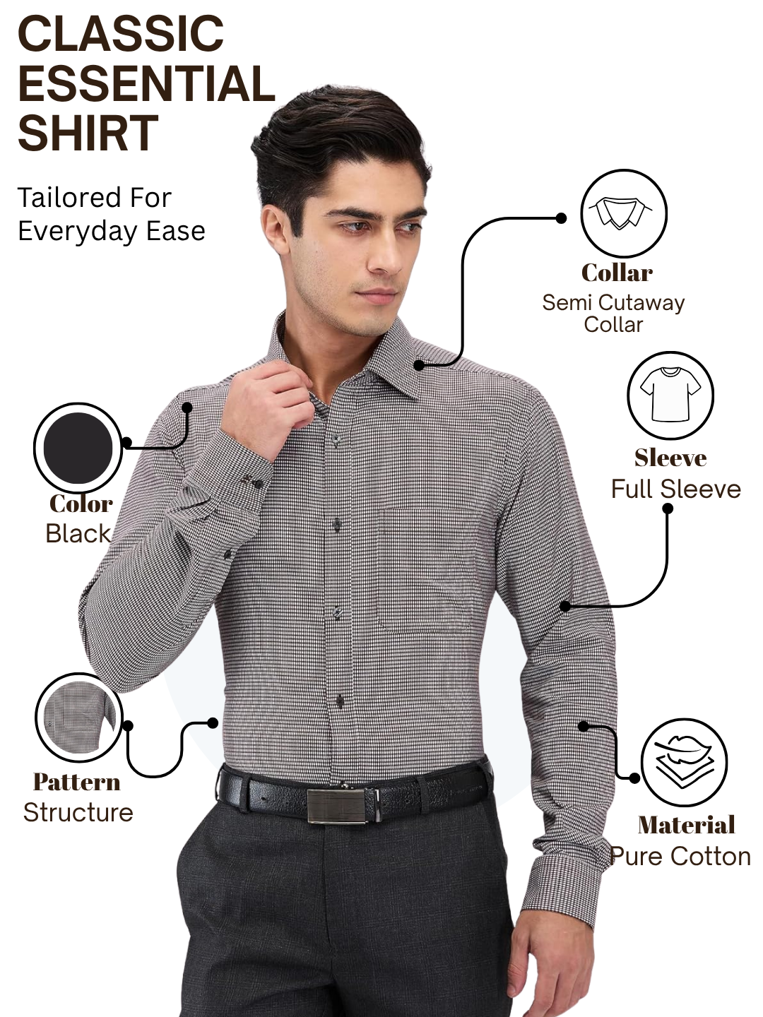 Raymond Men Black Slim Fit Structure Formal Shirt