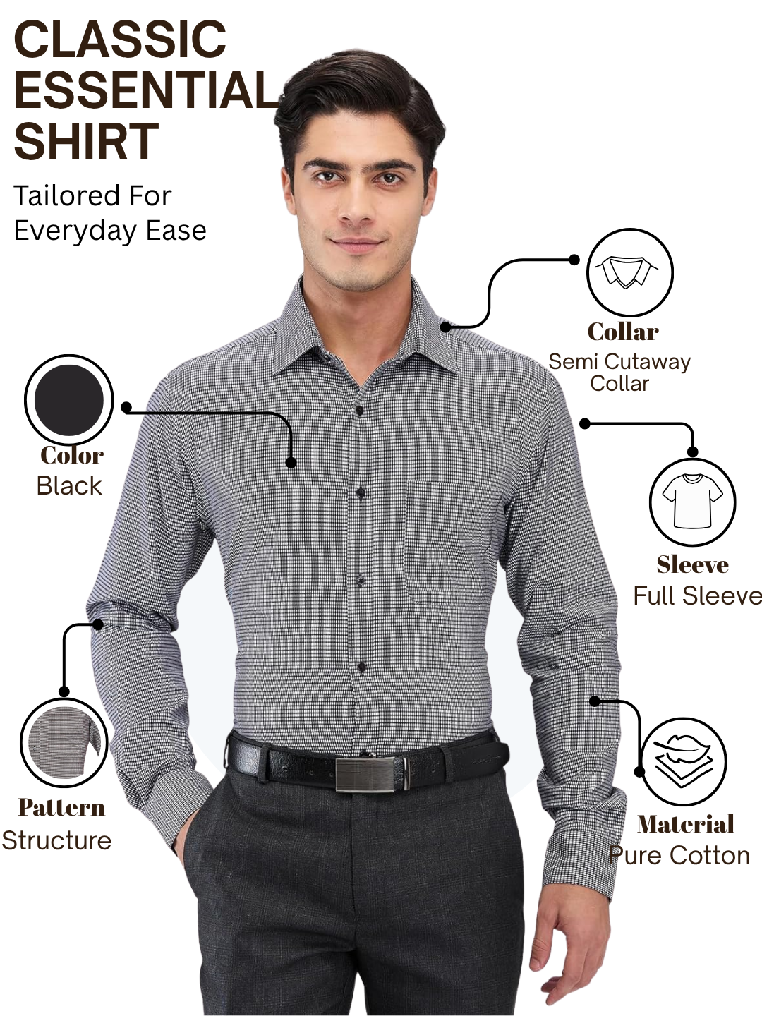 Raymond Men Black Slim Fit Structure Formal Shirt