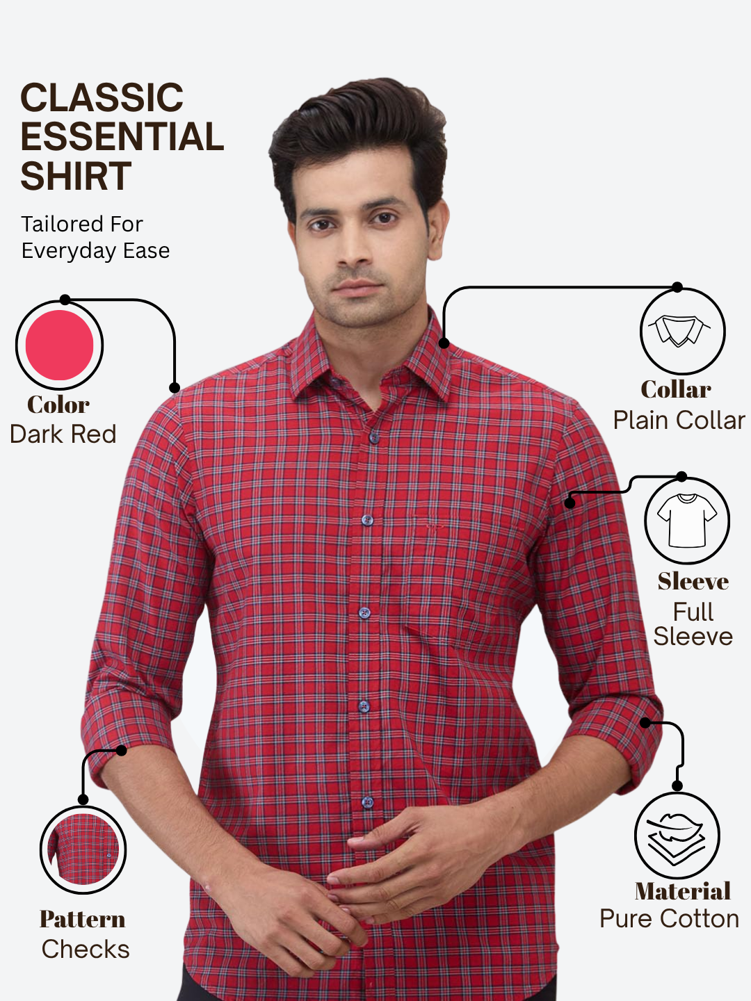 Colorplus Men Red Regular Fit Checks Casual Shirt