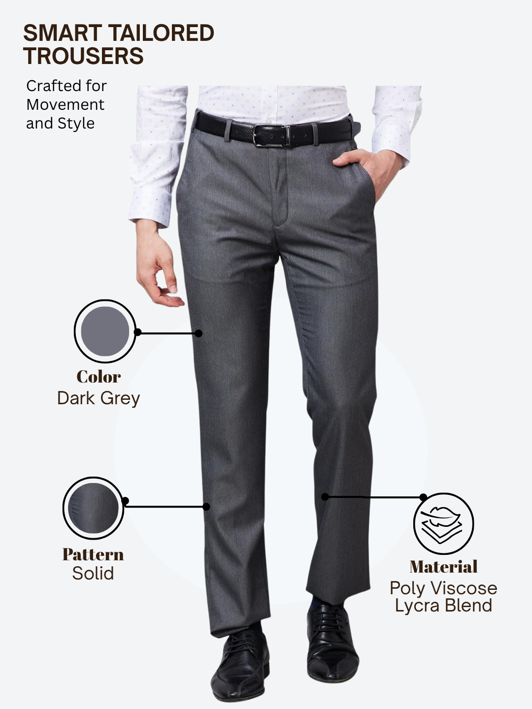Raymond Men Grey Slim Fit Solid Trouser