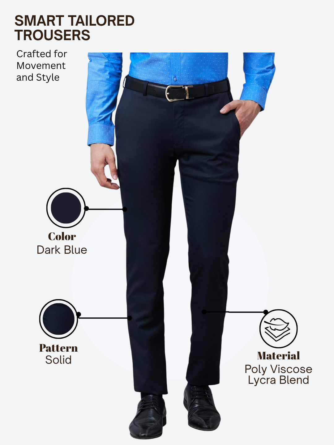 Raymond Men Blue Slim Fit Solid Trouser