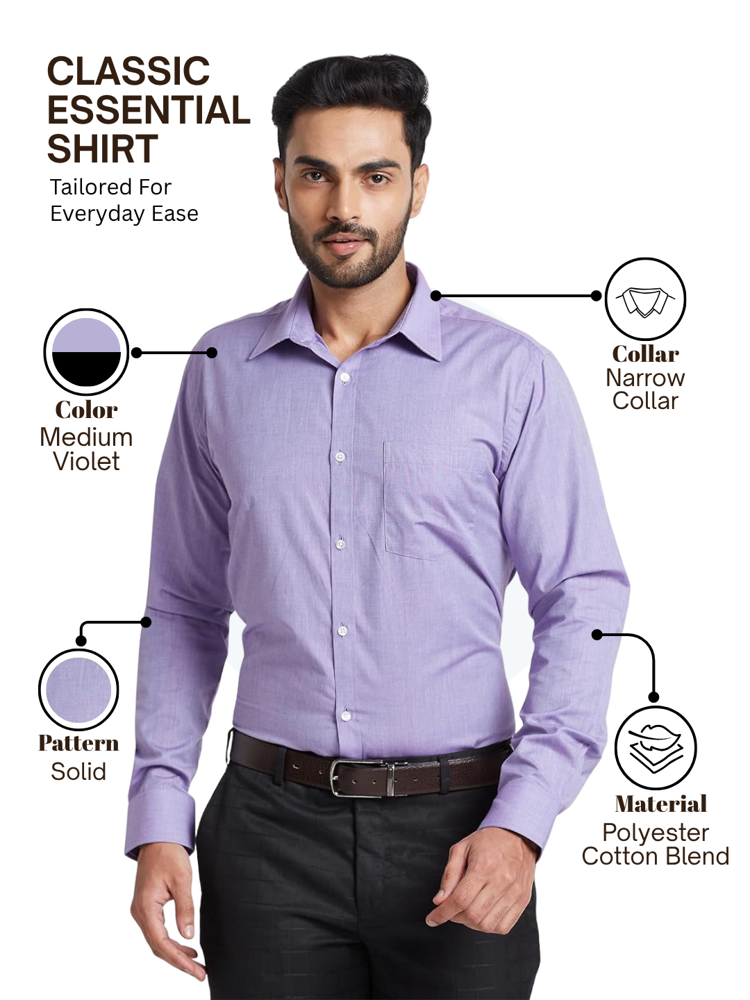 Park Avenue Men Purple Slim Fit Solid Formal Shirt