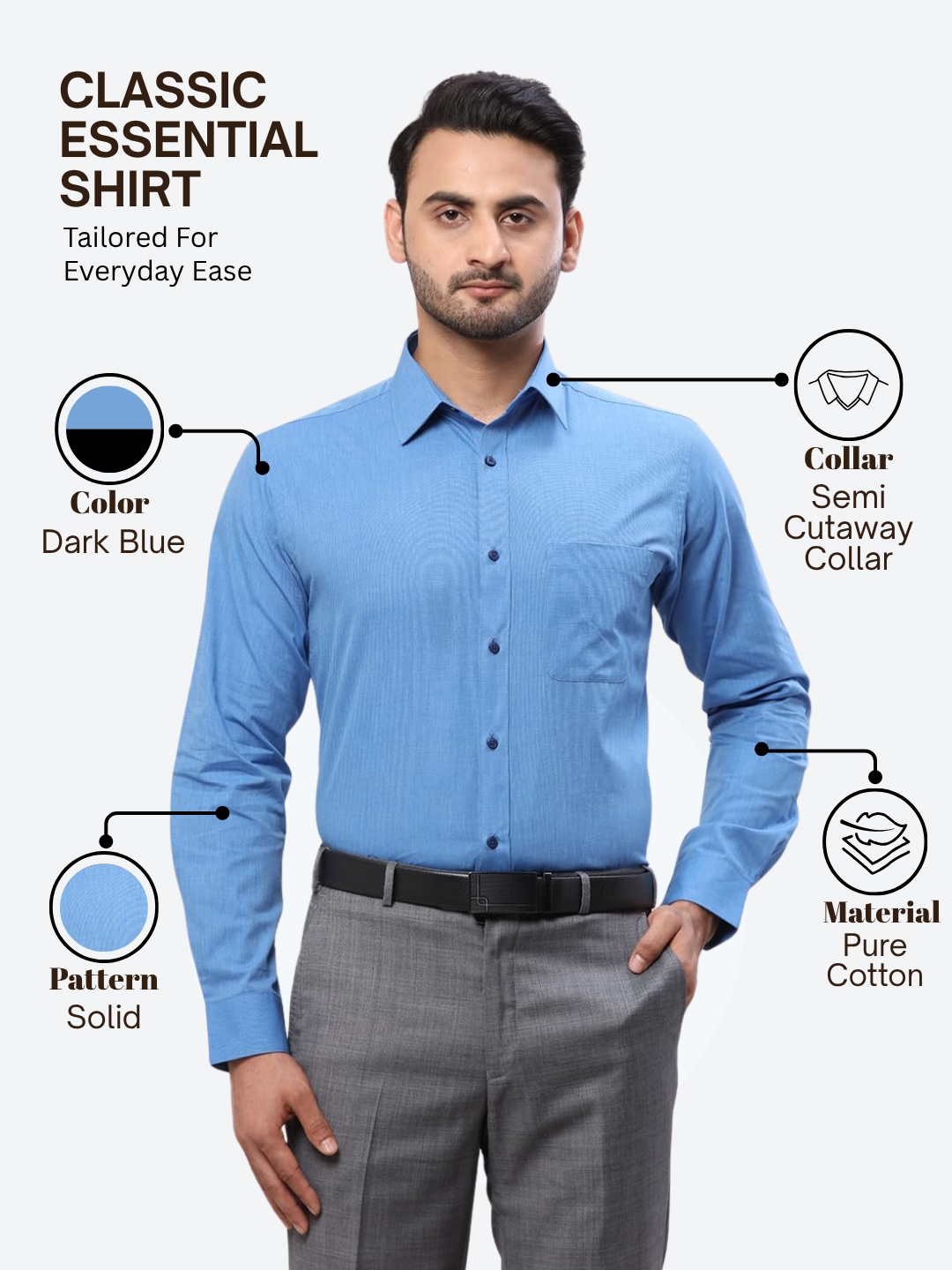 Raymond Men Blue Slim Fit Solid Formal Shirt