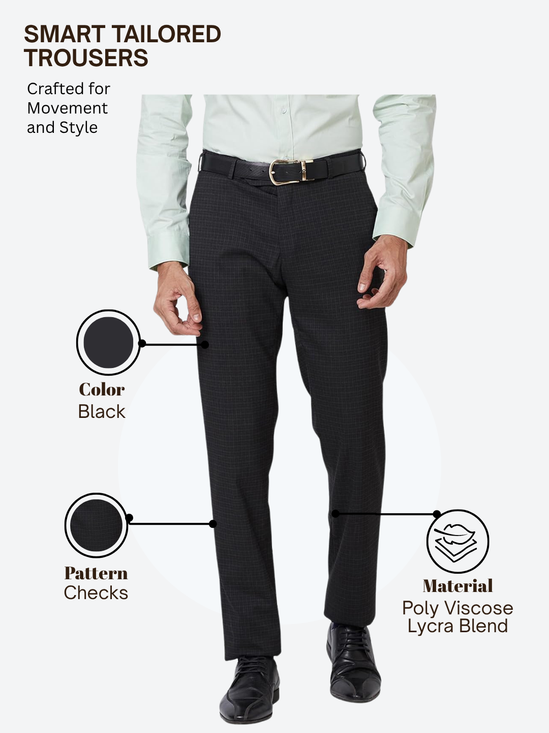 Raymond Men Black Slim Fit Checks Trouser