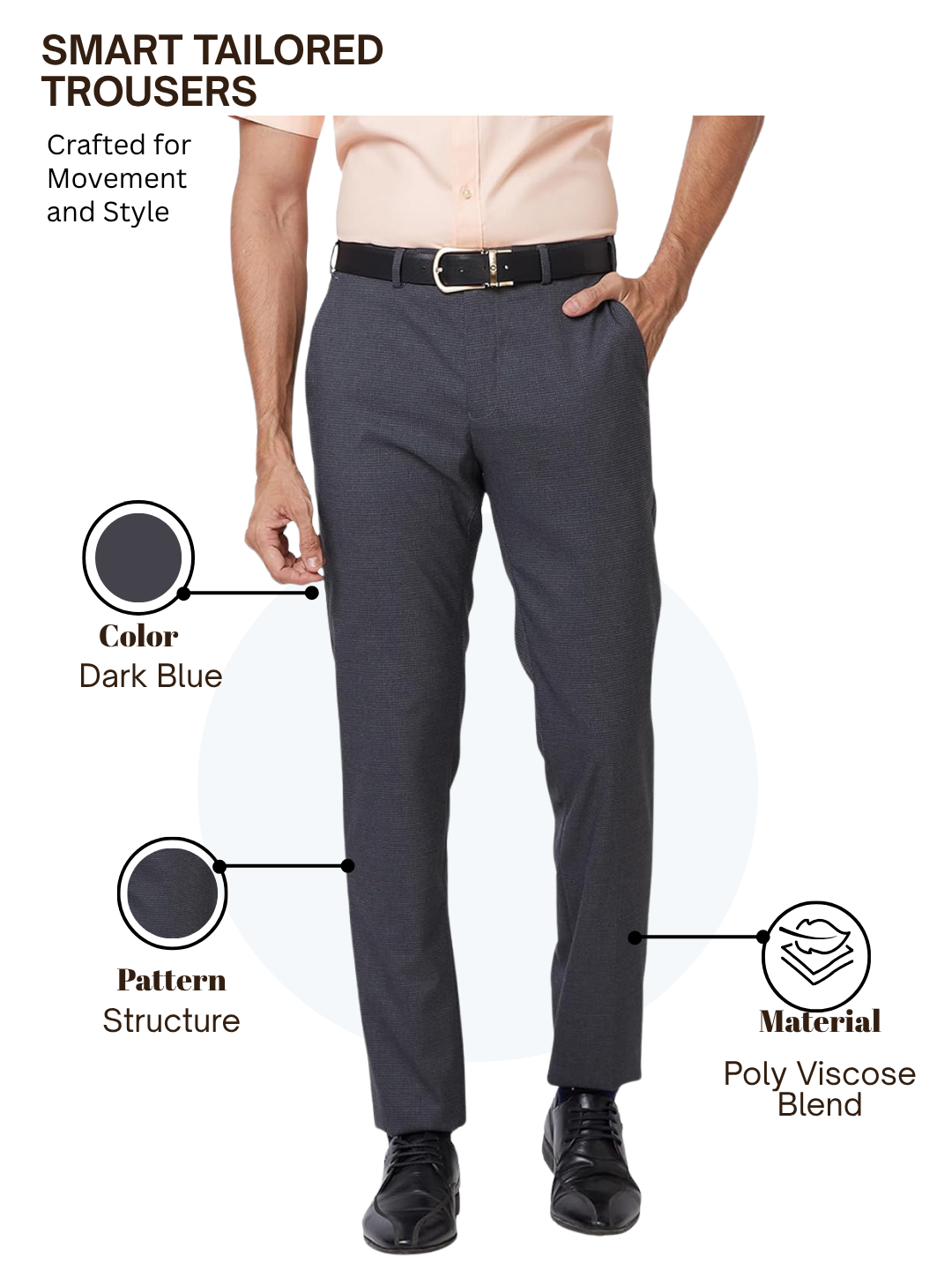 Raymond Men Blue Slim Fit Structure Trouser