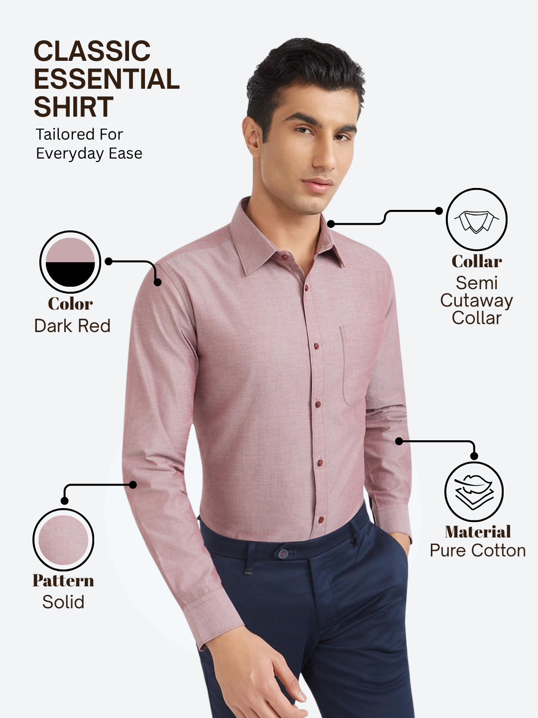 Raymond Men Red Slim Fit Solid Formal Shirt