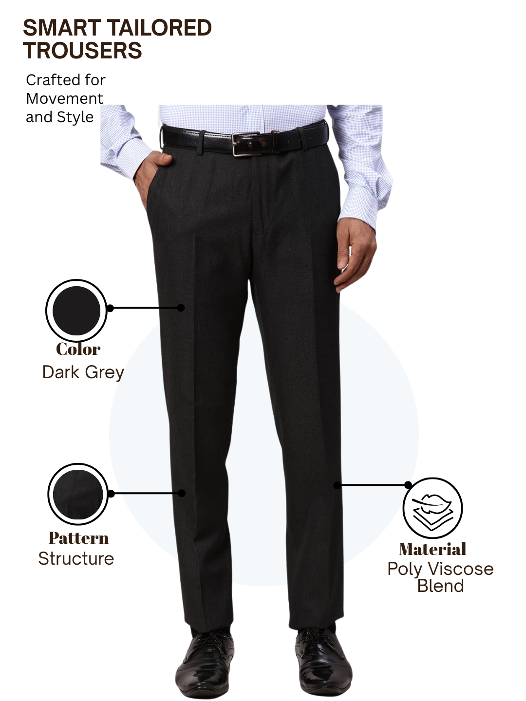 Park Avenue Men Grey Slim Fit Structure Trouser