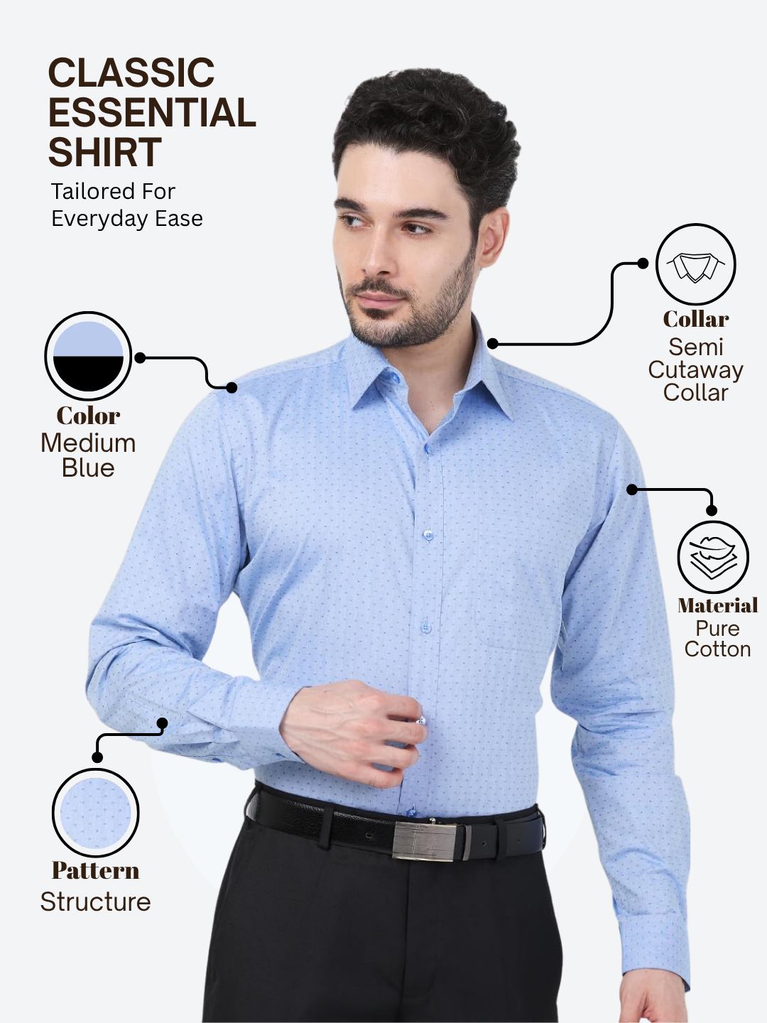 Raymond Men Blue Slim Fit Structure Formal Shirt
