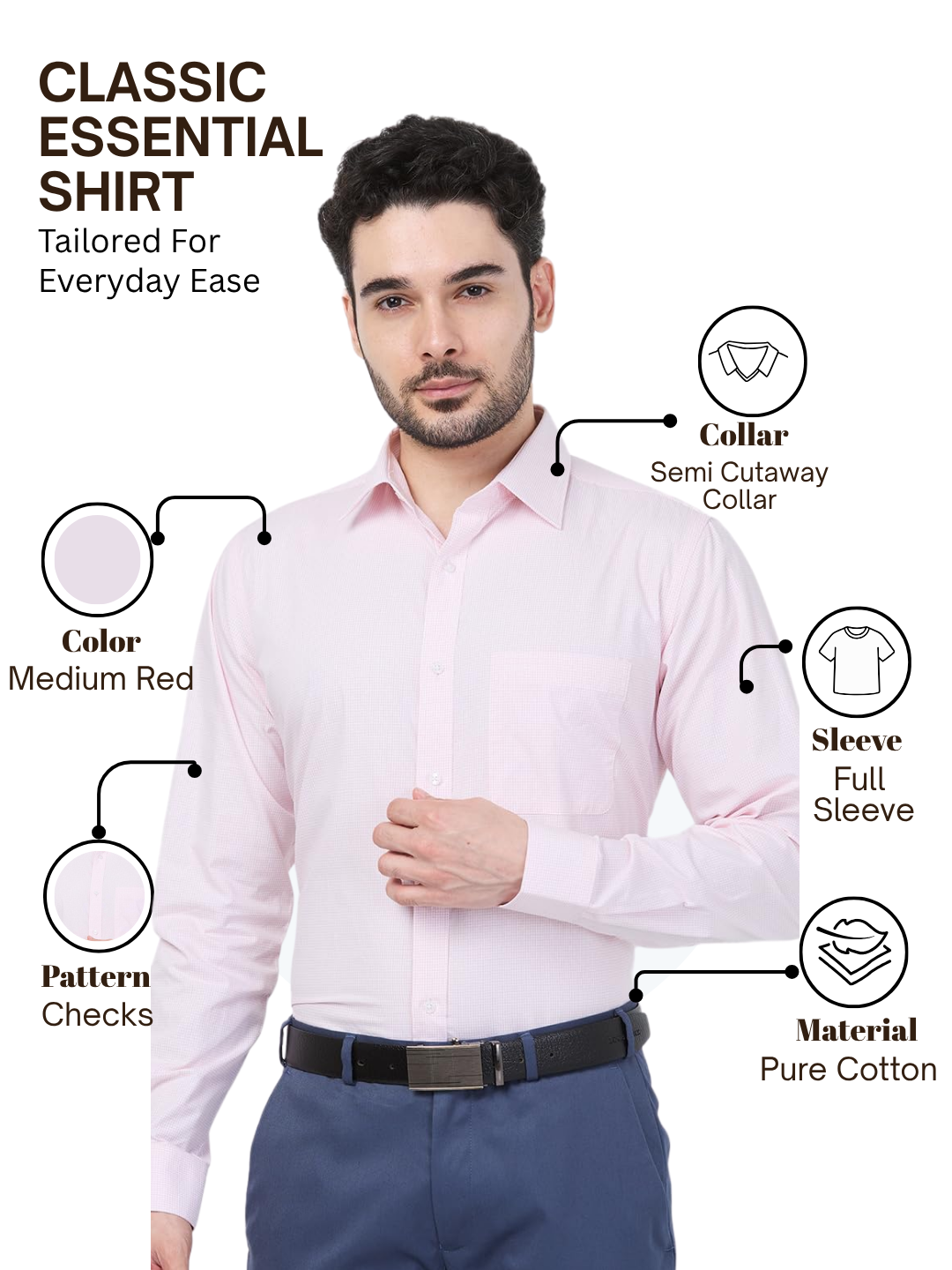 Raymond Men Red Slim Fit Checks Formal Shirt