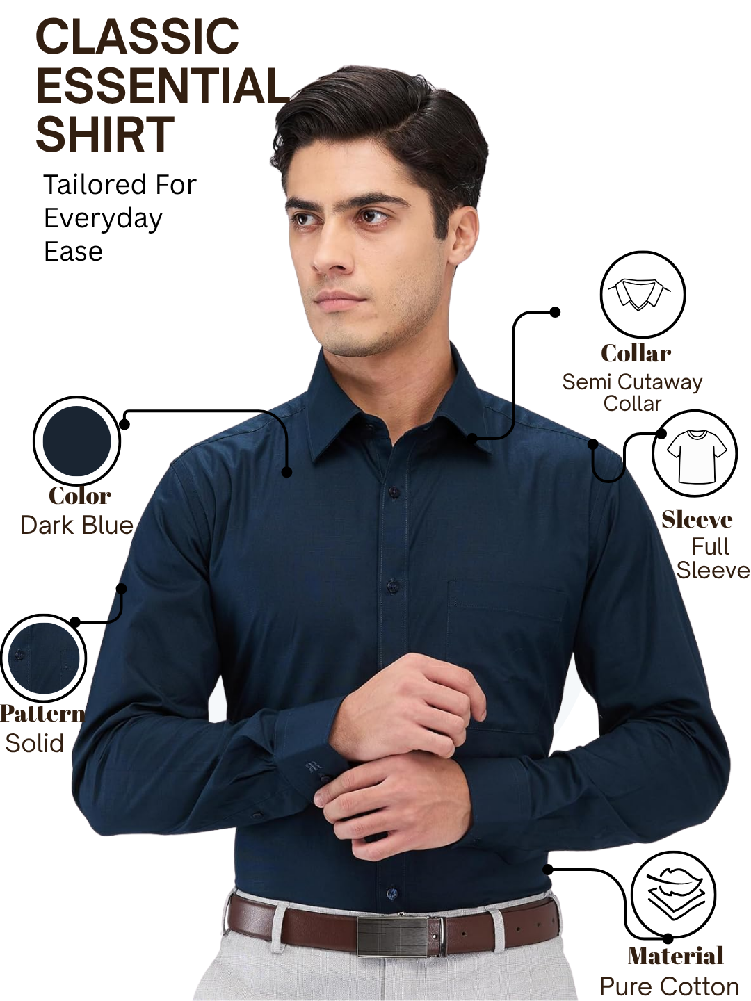 Raymond Men Blue Slim Fit Solid Formal Shirt