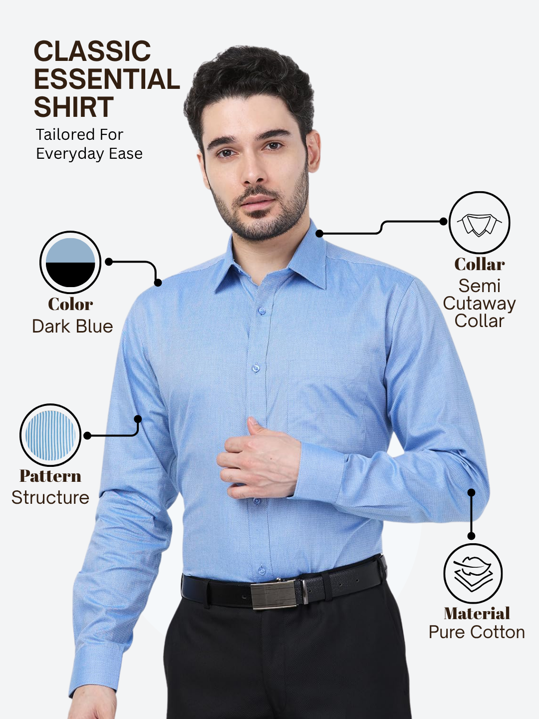 Raymond Men Blue Slim Fit Structure Formal Shirt