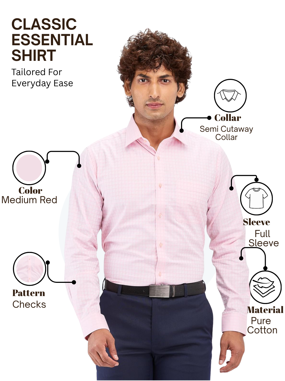 Raymond Men Pink Slim Fit Checks Formal Shirt