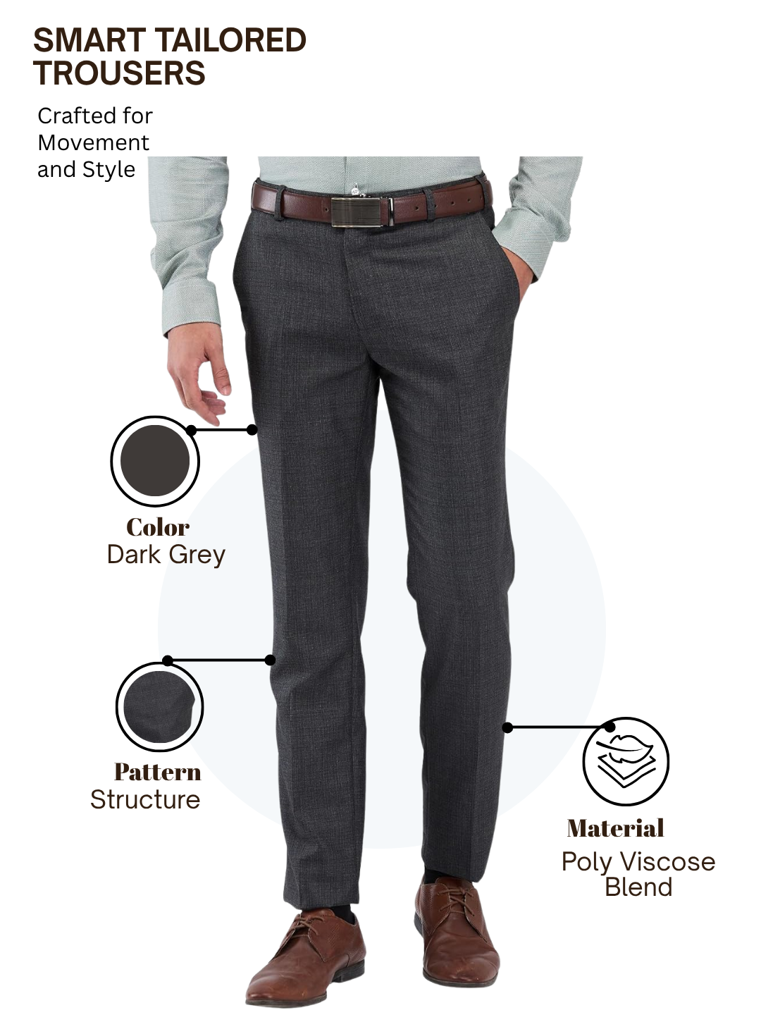 Raymond Men Grey Slim Fit Structure Trouser